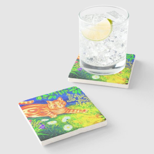 Night Cat Stenen Onderzetter (Zijkant)