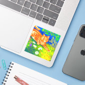 Night Cat Sticker (Laptop met iPhone)