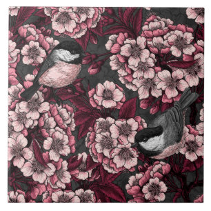 Night cherry tuin tegeltje