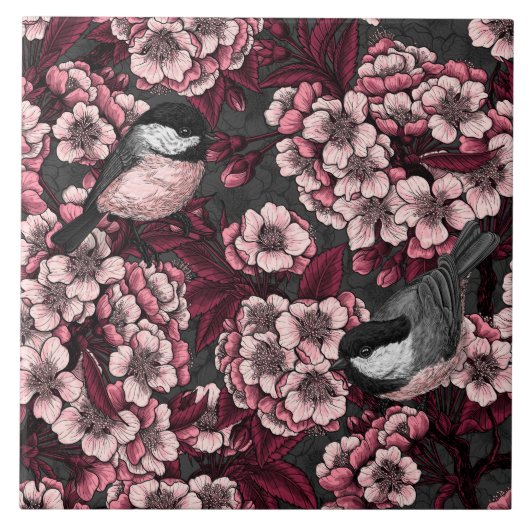 Night cherry tuin tegeltje (Voorkant)