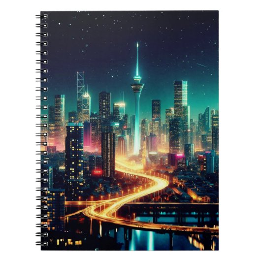 Night Cityscape Notebook Notitieboek (Voorkant)