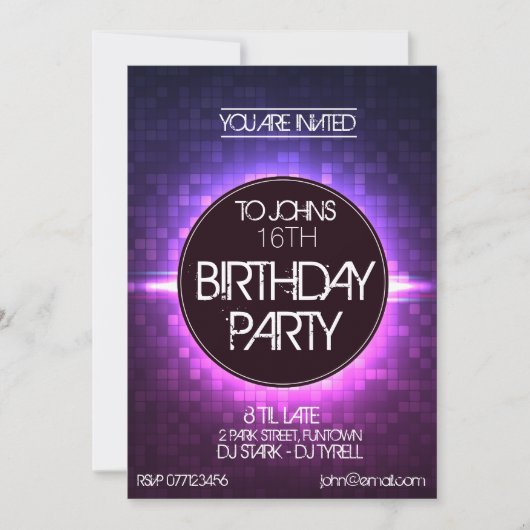 Night Club Style Anniversaire Invitation (Devant)