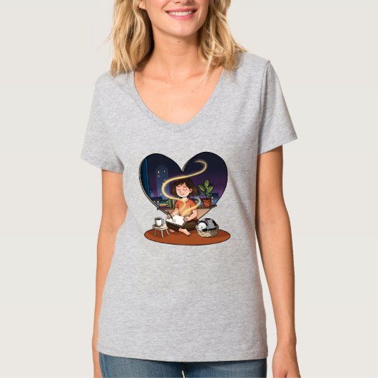 Night Creator Cozy Heart Window Art T-shirt (Voorkant)