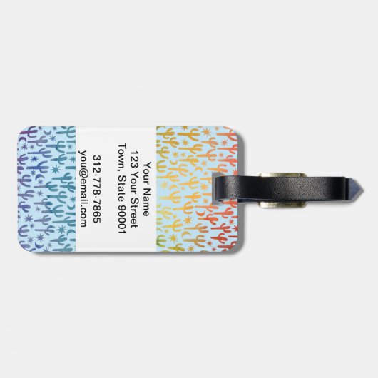 Night Desert Cacti Rainbow BLue Pattern Waterverf Bagagelabel (Achterkant horizontaal)