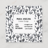 Night Desert Cactus Moon Stars Waterverf Design Vierkante Visitekaartje (Achterkant)