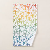 Night Desert Cactus Waterverf Pattern Rainbows Bad Handdoek (Handdoek)