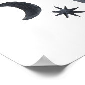 Night Desert Fun Cactus Indigo Pattern Waterverf Poster (Hoek)