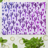 Night Desert Saguaro Cacti Pattern Waterverf Theedoek (Gevouwen)