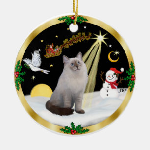 Night Flight - Blauwe Crème Ragdoll kat Keramisch Ornament