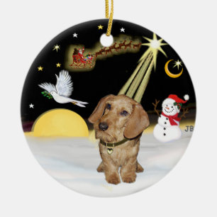 Night Flight - Wire Haire Dachshund Keramisch Ornament
