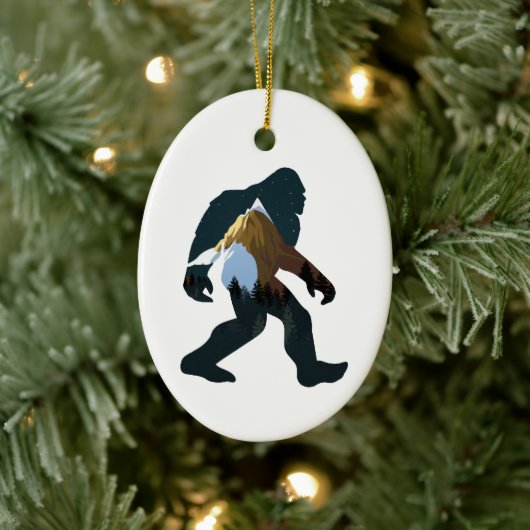 Night Forest Bigfoot Keramisch Ornament (Boom)