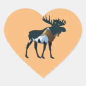 Night Forest Moose Hart Sticker (Voorkant)
