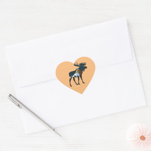 Night Forest Moose Hart Sticker (Envelop)