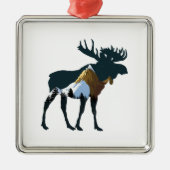 Night Forest Moose Metalen Ornament (Voorkant)