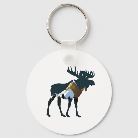 Night Forest Moose Sleutelhanger (Voorkant)