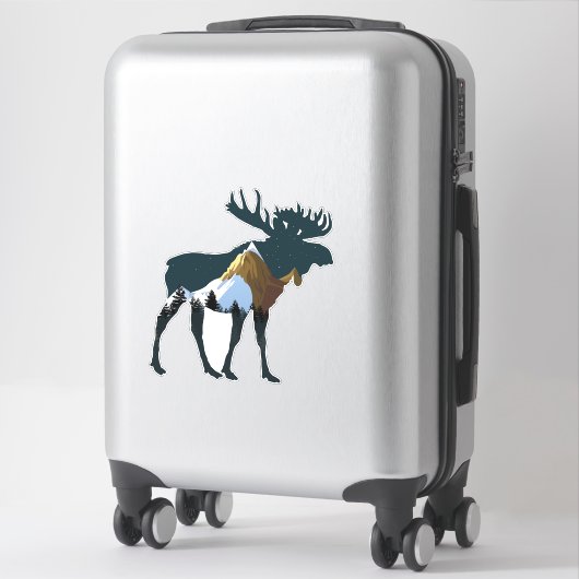 Night Forest Moose Sticker (Koffer)