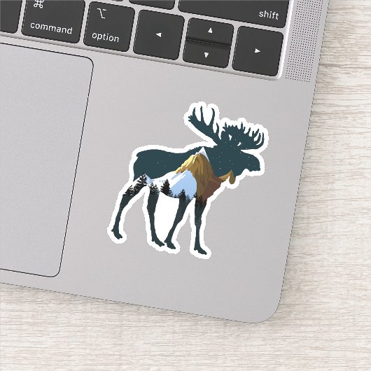 Night Forest Moose Sticker (Detail)