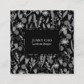 Night Garden Botanical Floral Planten Moderne Chic Vierkante Visitekaartje (Voorkant)