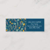 Night Garden Floral Botanical Pattern Blue Mini Visitekaartje (Voorkant)