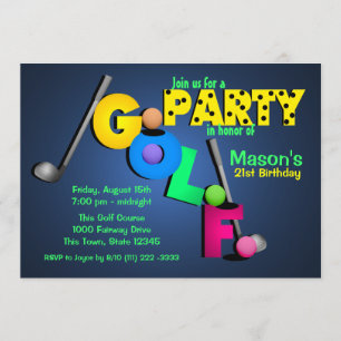 Night Glow Golf Party Kaart
