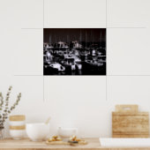 Night harbour digitaal effect van stijl "impressie poster (Keuken)