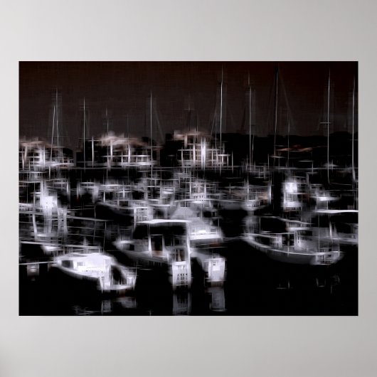 Night harbour digitaal effect van stijl "impressie poster (Voorkant)