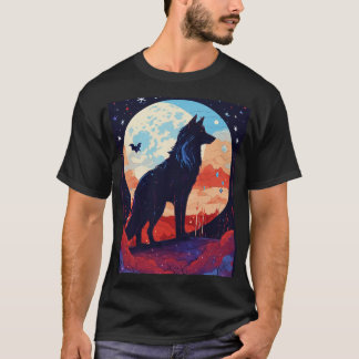 Night Howl: Wolven onder een kosmische maan T-shirt