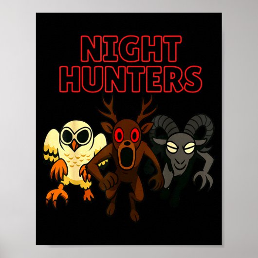 Night Hunters. 3 Animals In The Forest. Cool Gamer Poster (Voorkant)