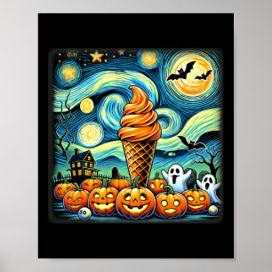 Night Ice Cream Cone Halloween Poster