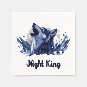 Night King: een huilende wolf met maan Servet