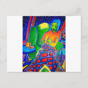 Night Knitting by Piliero Briefkaart