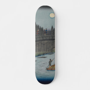 Night Kyobashi Bridge Ukiyo-e Japanse kunst Skateboard