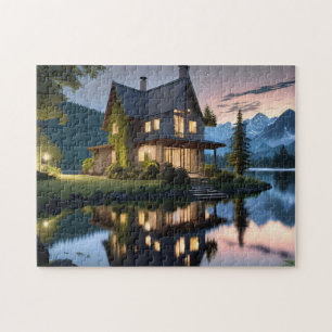 Night Lake House Bold en mooie legpuzzel
