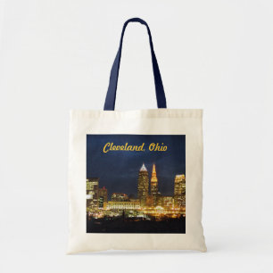 Night Lights Cleveland Ohio Canvas tas