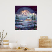 NIGHT LOG CABIN by SHARON SHARPE Poster (Keuken)