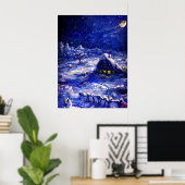 Night. Moon Crescent. Winter. Rusland Poster (Thuiskantoor)