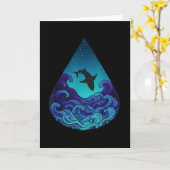 Night Ocean Shark Silhouette Teardrop Starry Sea Kaart (Gele Bloem)