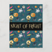 'Night of Fright' Green Halloween Pattern Briefkaart (Voorkant)