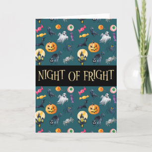'Night of Fright' Green Halloween Pattern Kaart