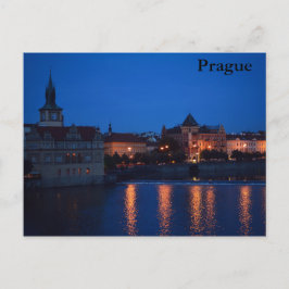 NIGHT OVER PRAGUE POSTCARD BRIEFKAART