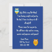 Night Owl Anniversaire Fête Invitation (Dos)