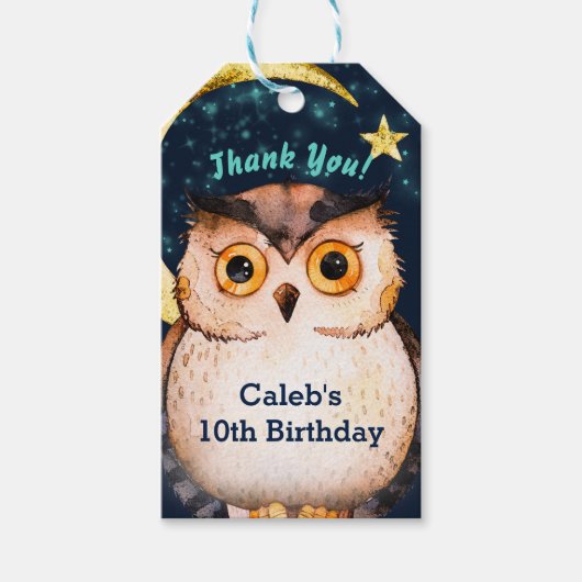 Night Owl Cute Sleepover Slumber Birthday Party Cadeaulabel (Voorkant)