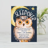 Night Owl Cute Sleepover Slumber Birthday Party Kaart (Staand voorkant)