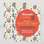 Night Owl Invitation de fête d'anniversaire pour l (Devant / Derrière)