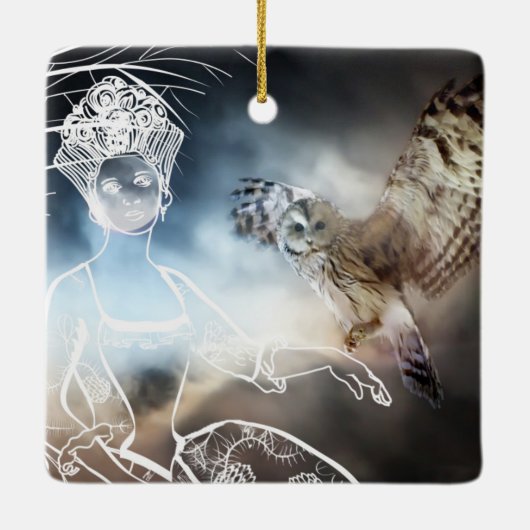 Night Owl Keramisch Ornament (Achterkant)