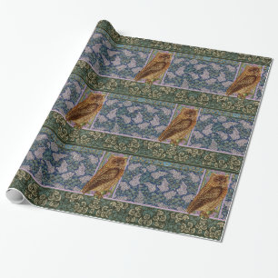 NIGHT OWL, LILACS AND LEAVES Art Nouveau Floral Cadeaupapier