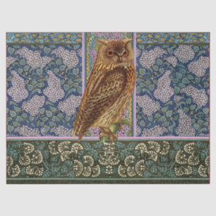 NIGHT OWL, LILACS AND LEAVES Art Nouveau Floral Tissuepapier