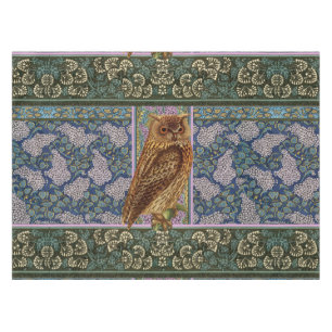 NIGHT OWL, LILACS, LEAVES Art Nouveau Dark Floral Tafelkleed