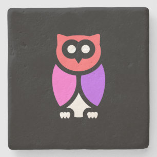 Night Owl, prachtige roze & rode, Abstracte Pop ar Stenen Onderzetter