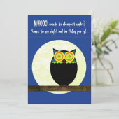 Night Owl Verjaardagsfeestuitnodiging Kaart (Staand voorkant)